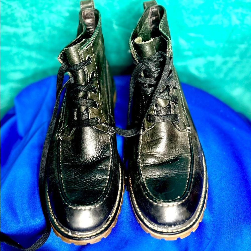 John Varvatos Black Leather Work Boot